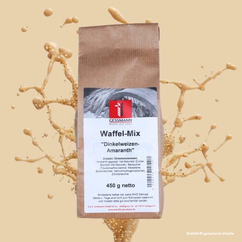 Produktbilder des Dinkel Amaranth Waffel-Mix von der Mühle Geßmann